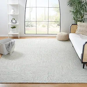 Micro-Loop Collection Area Rug - 10' x 14', Light Grey & Ivory, Handmade Wool, Ideal for High Traffic Areas in Living