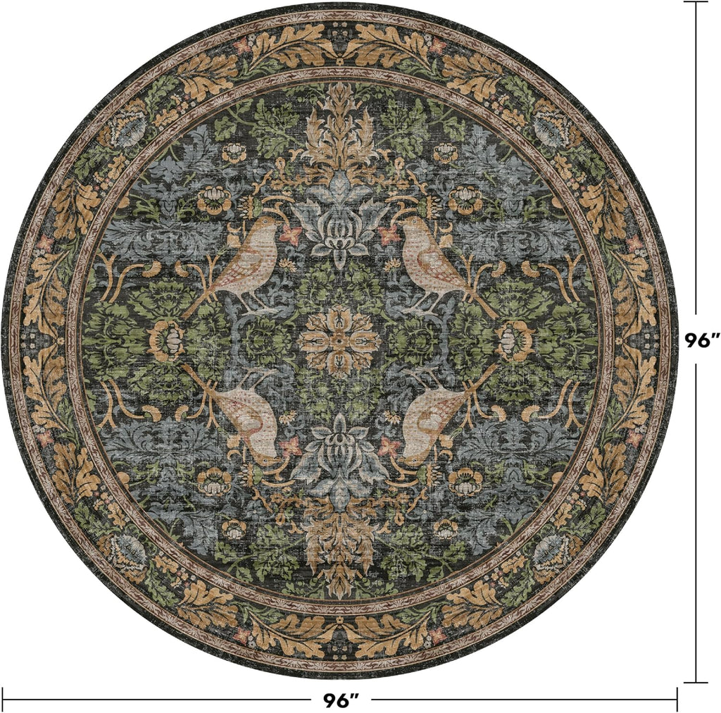 Washable Boho Round Rugs 8ft