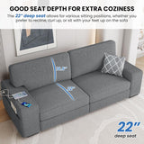 83.5" W Modern Sofa Couch Corduroy Fabric Sofa with Detachable Cover
