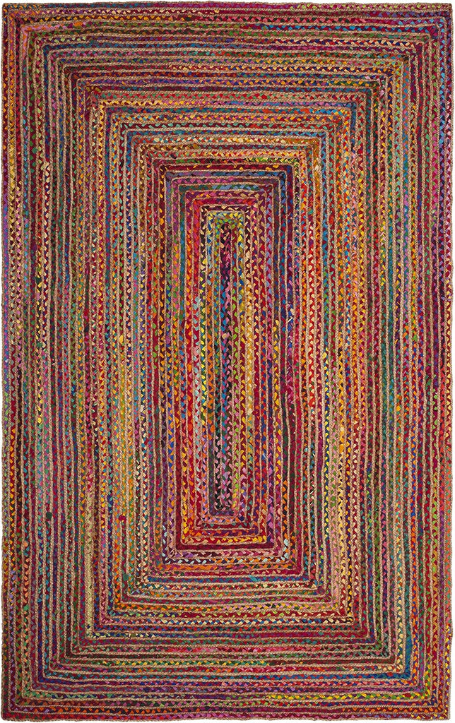 Cape Cod Area Rug 8x10, Jute Braided Large Red & Multi CAP202A | 1/4" Pile, Indoor Rug, Handwoven, Braided Jute &