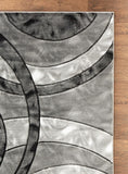 GLORY RUGS Area Rug Modern 5x7 Grey Black Circles Geometry Soft Hand Carved Contemporary Floor Carpet Fluffy Texture