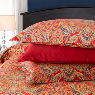 Classical Paisley Duvet Cover 3pc Set Bohemian Bedding Boteh Damask Medallion Egyptian Cotton Sateen Luxury
