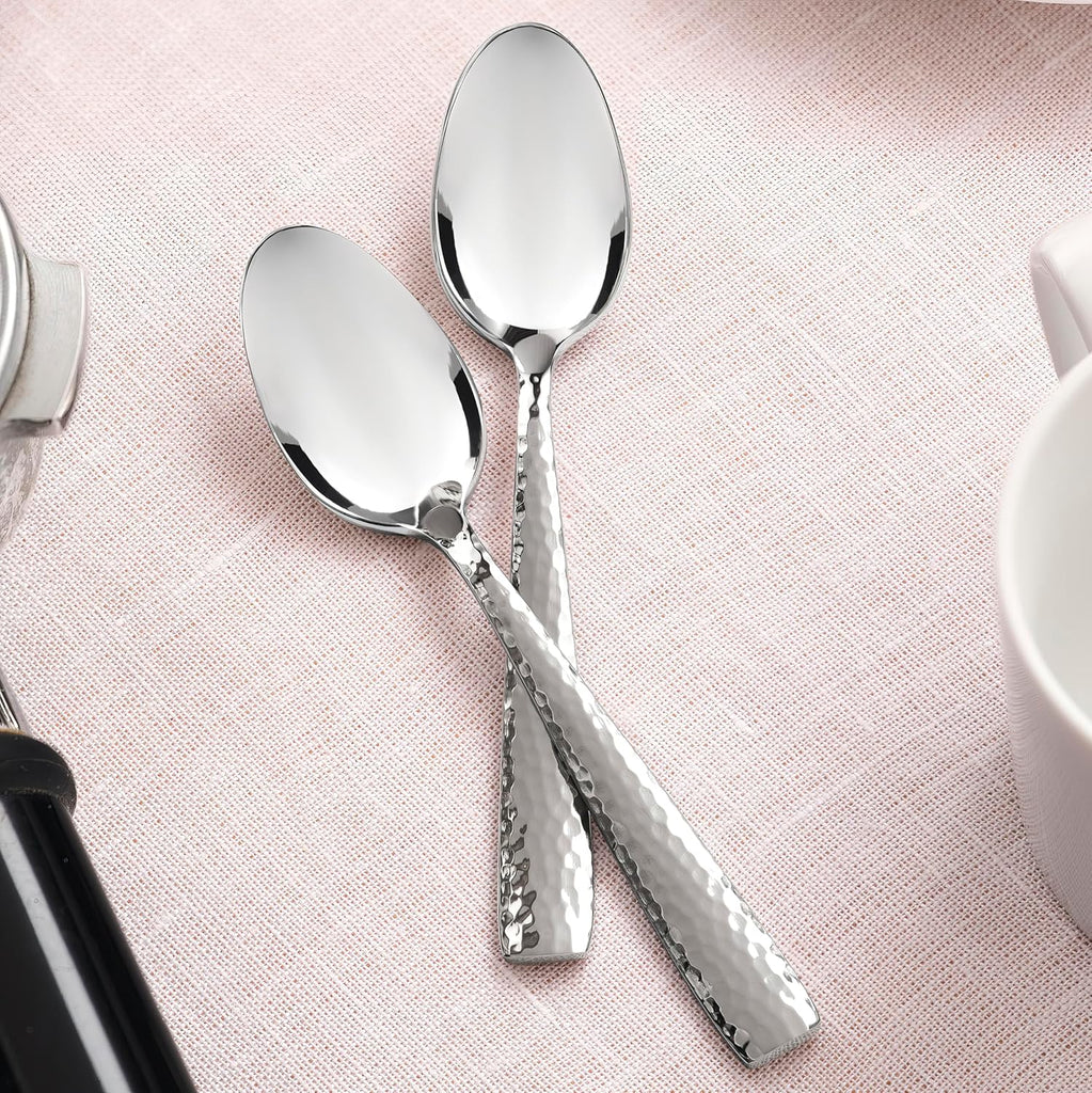 89-Piece Hammered 18/10 Stainless Steel Silverware Cutlery Set with Serving Set, Flatware Service for 12