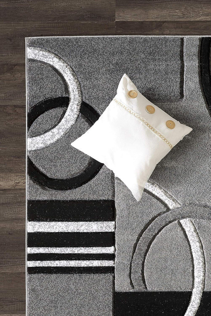 Area Rug Modern Grey Soft Hand Carved Contemporary Floor Carpet with Premium Fluffy Texture for Indoor Living