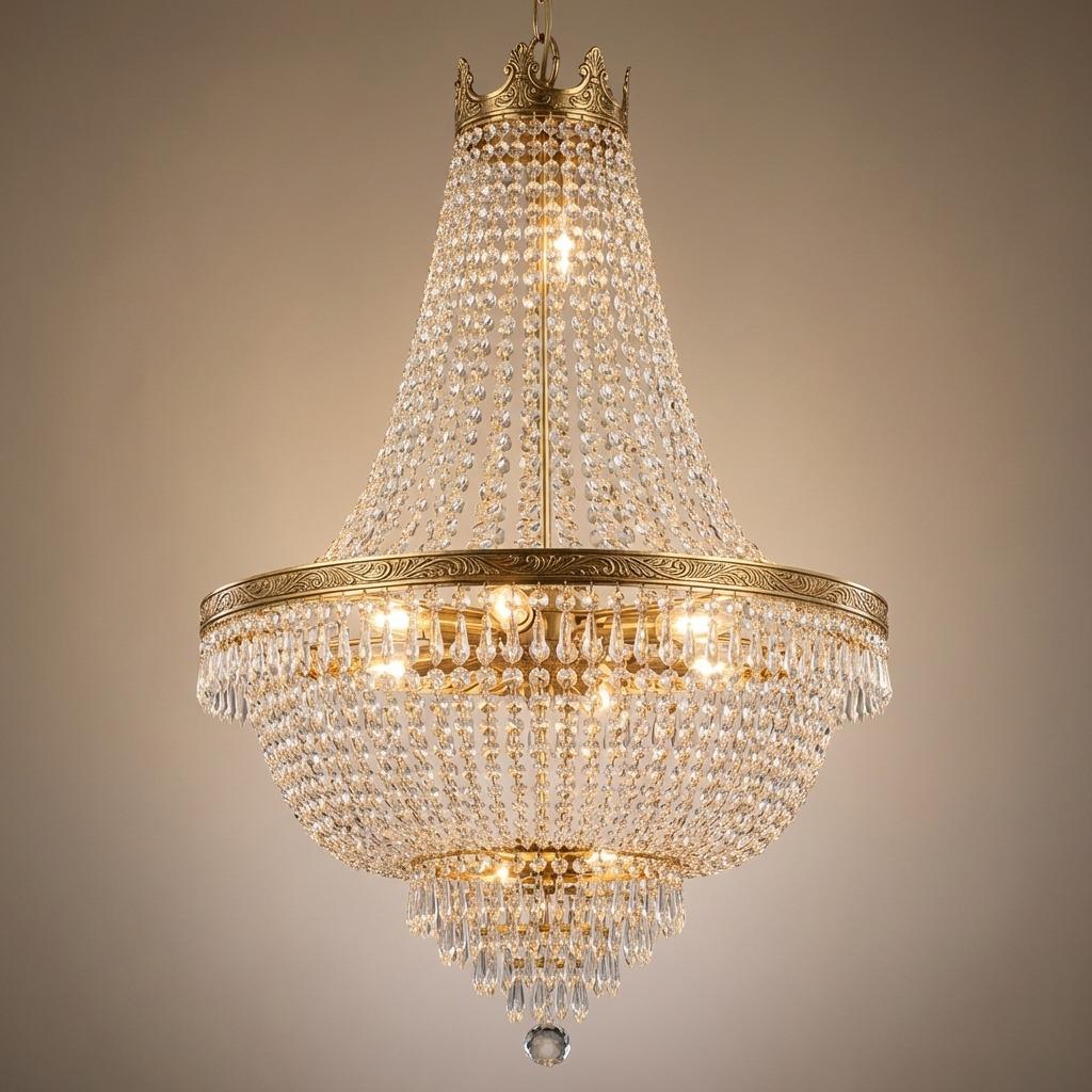 French Empire Crystal Chandelier Lighting H30" X W24"