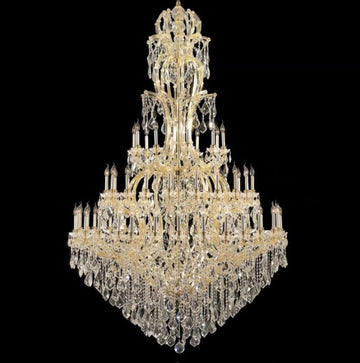 Maria Theresa Chandelier Crystal Lighting Dressed With Empress Crystal - 60 Lights Gold Finish H98" W63" Great For Large Foyer / Entryway - A83-3000G60G