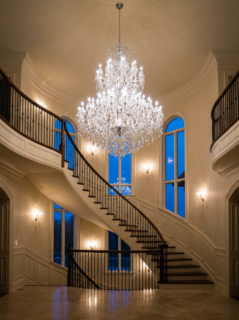 Maria Theresa Chandelier Crystal Lighting Dressed With Empress Crystal - 72 Lights Chrome Finish H87" W63" Great For Large Foyer / Entryway - A83-3000G72C