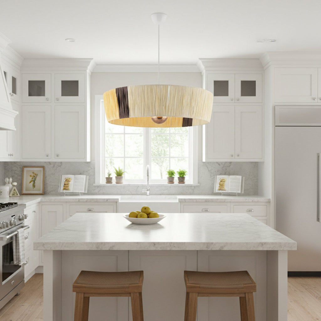 Adjustable Height Metal Body Wide Drum Chandelier