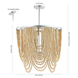 Adrain 4-Light Wood Dimmable Chandelier