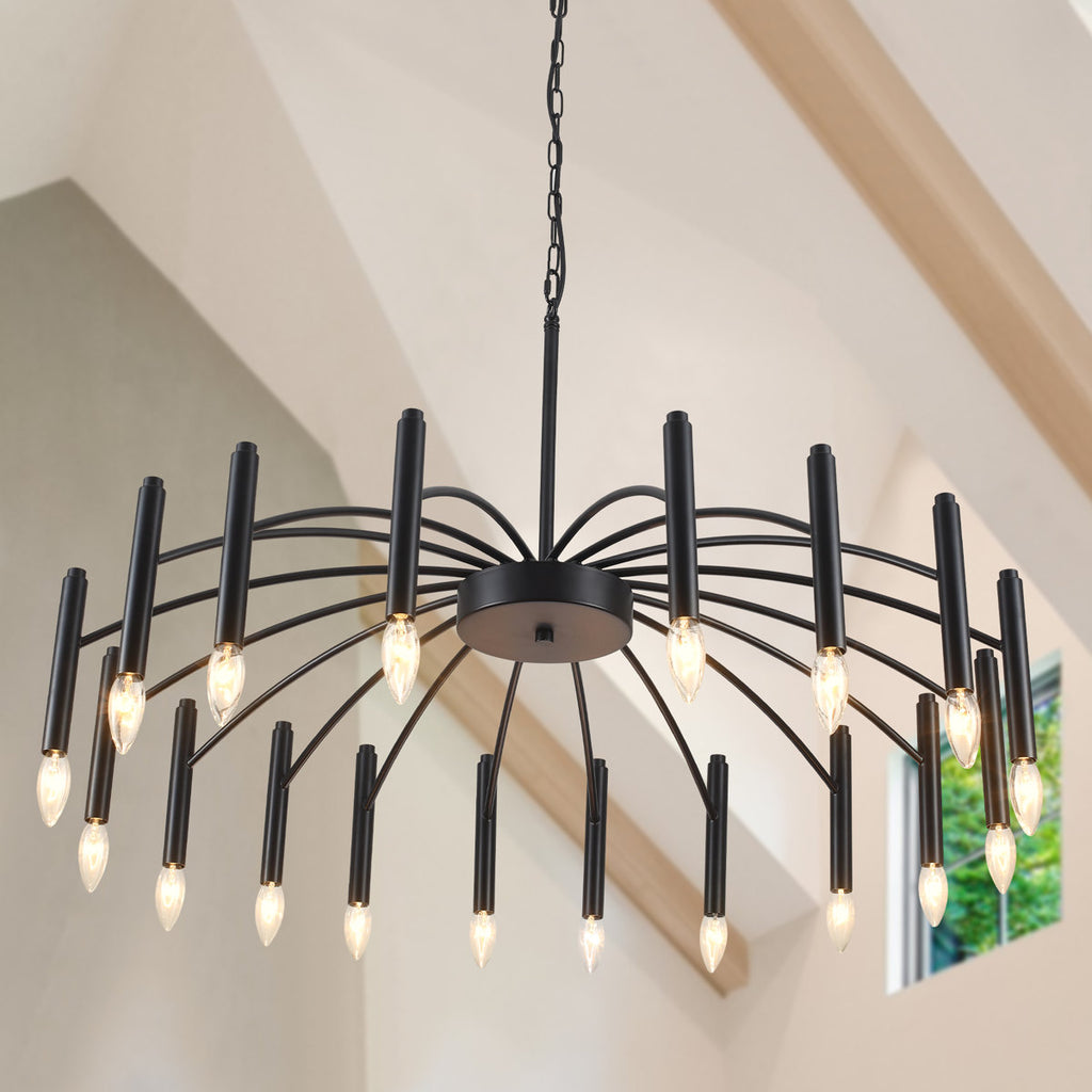 Apogeeville 18-Light 39" Modern Linear Sputnik Candle Style Chandelier for Living Room Kitchen Island Bedroom