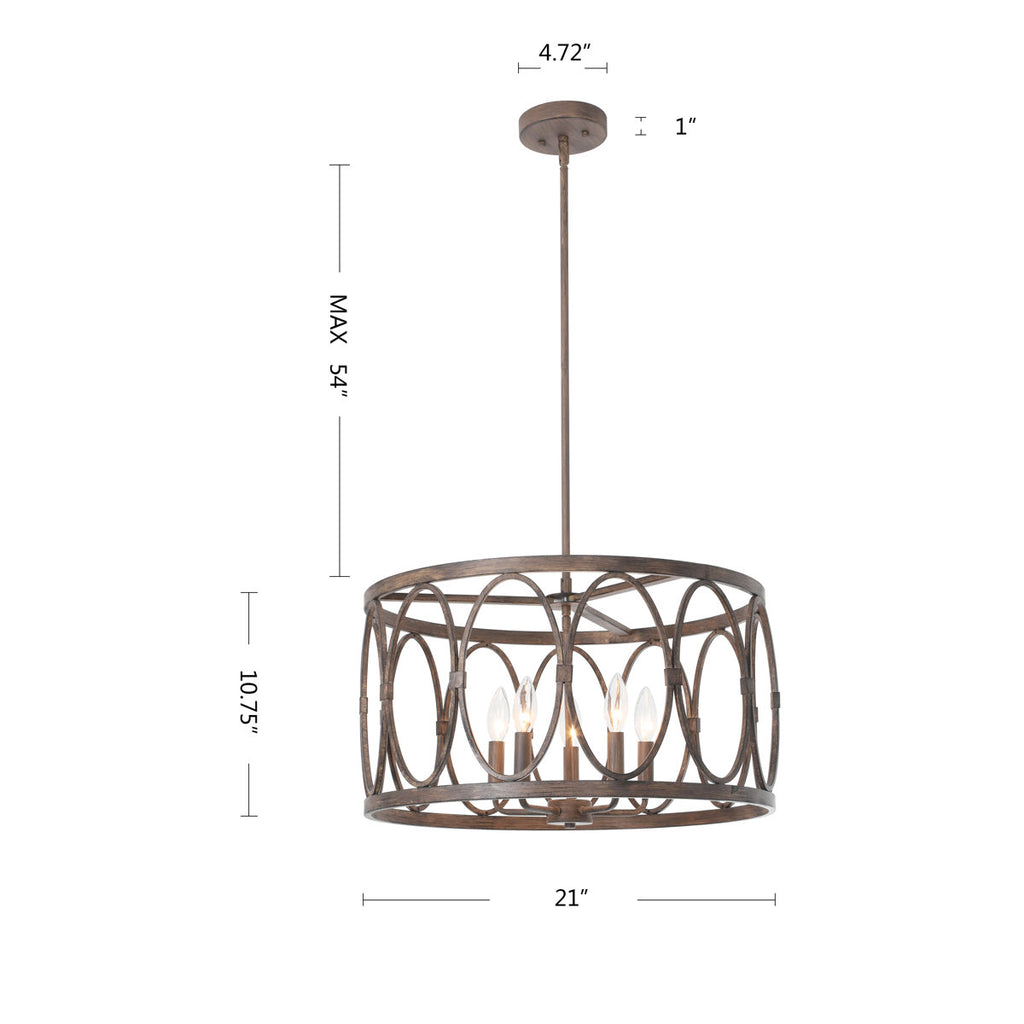 Argeros 5-Light Dimmable Drum Chandelier
