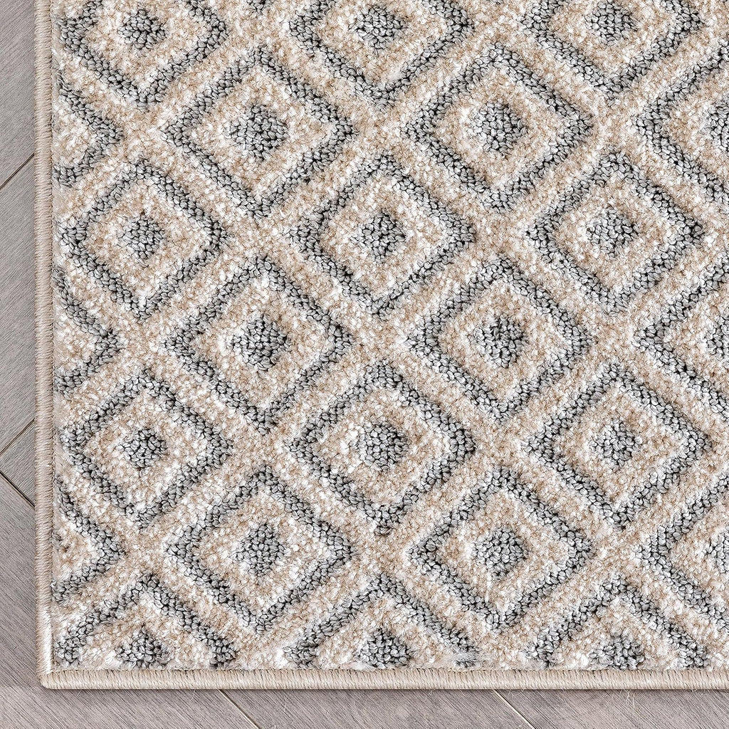Custom Size Hallway Stair Runner - Choose Your Length - Piano Grey Tribal Diamond Geometric 31 Inches Wide x 10 Feet