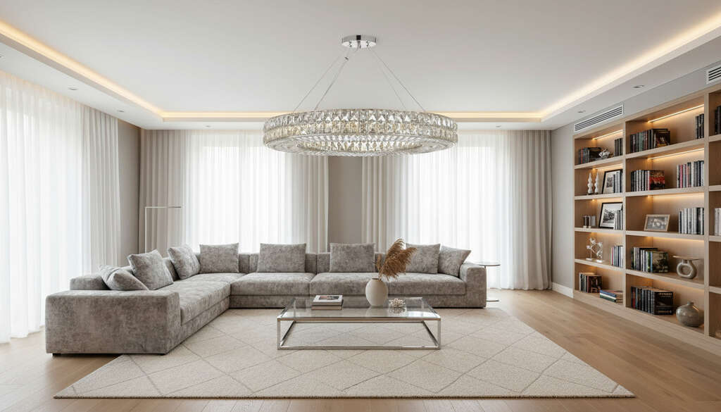 Crystal Chandelier Lighting H30xW28 - Lifestyle Wide 1