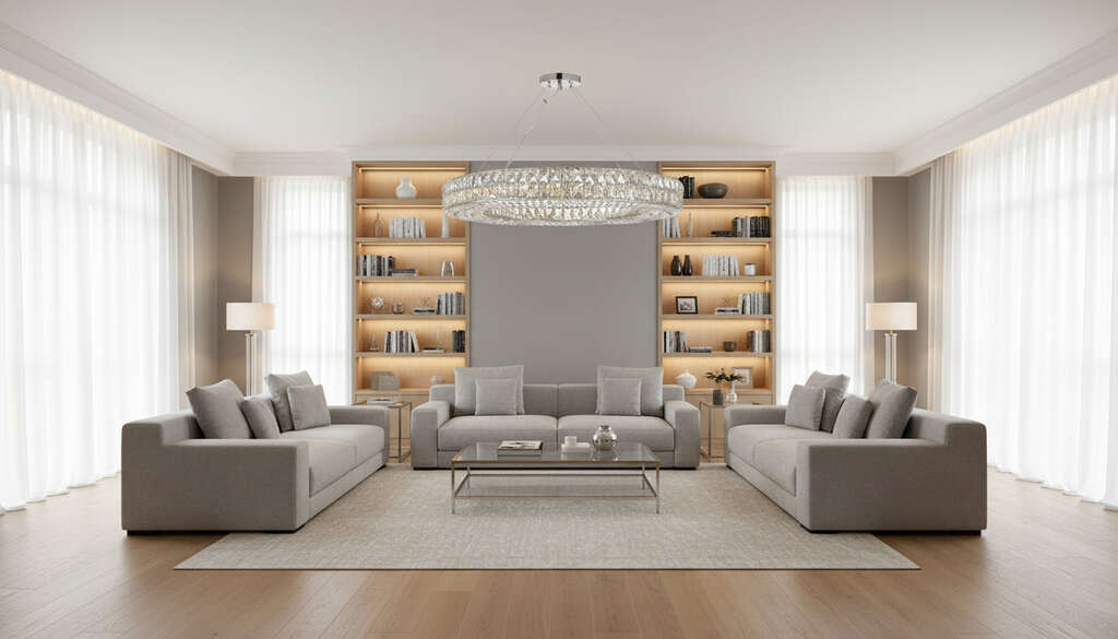 Crystal Chandelier Lighting H30xW28 - Lifestyle Wide 2