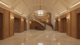 Camino Brushed Brass Chandelier W63xH60 in Grand Foyer