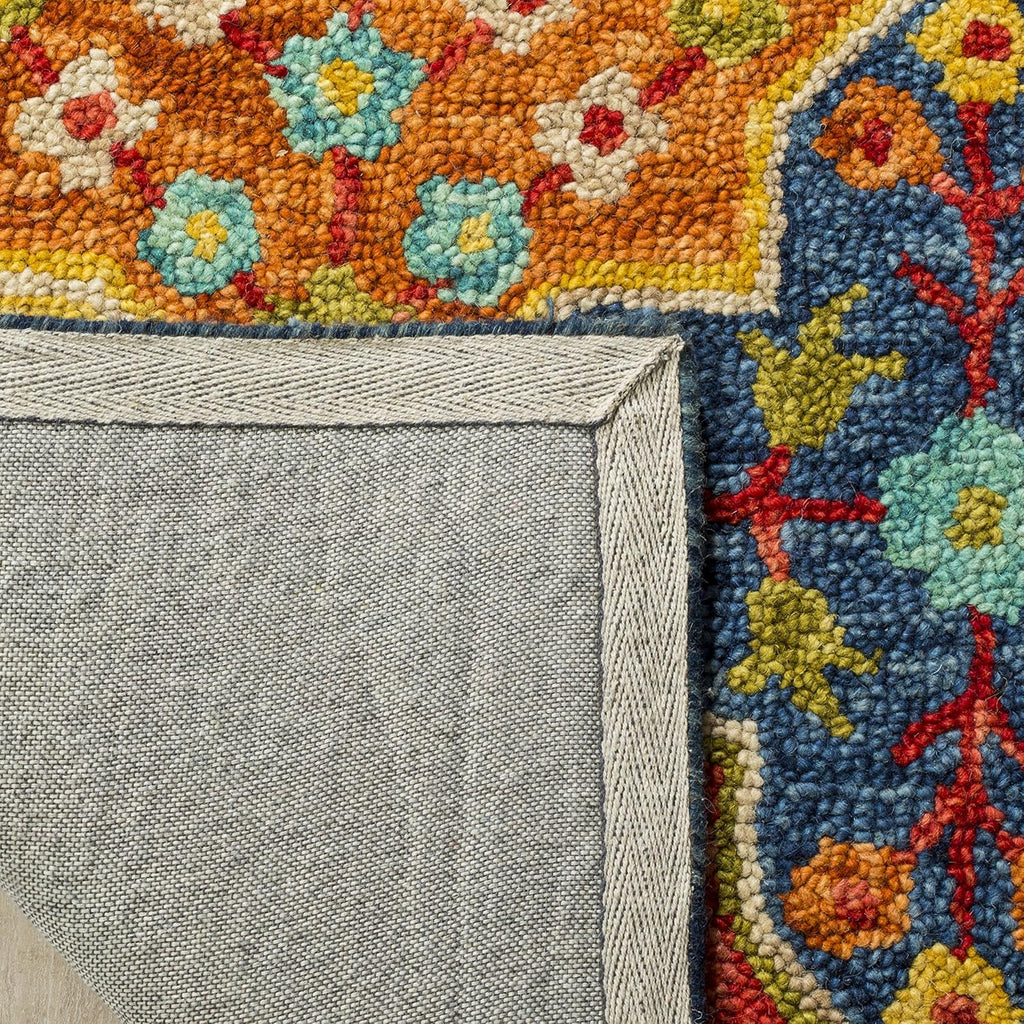 Aspen Area Rug - 10' x 14', Blue & Orange, Handmade Boho Wool