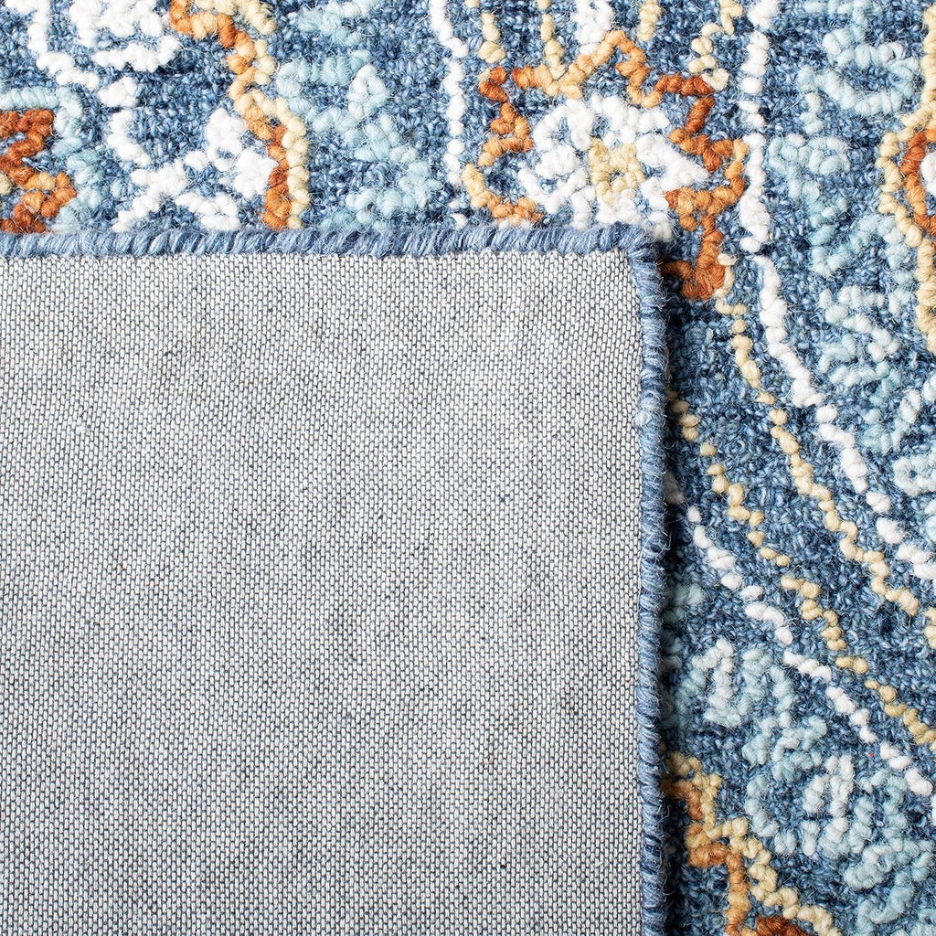 Blossom Area Rug - 9' x 12', Navy & Yellow, Handmade Wool