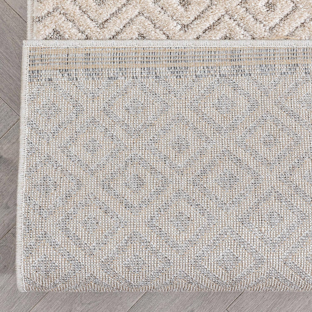 Custom Size Hallway Stair Runner - Choose Your Length - Piano Beige Tribal Diamond Geometric 27 Inches Wide x 40 Feet