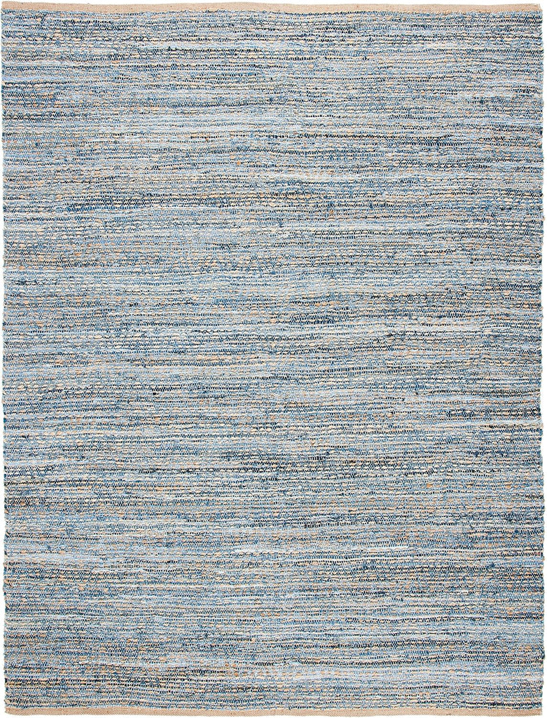 Area Rug 8x10 - Cape Cod Collection - Large - Natural & Blue, Handmade Flat Weave Braided Jute, Ideal , Dining Space