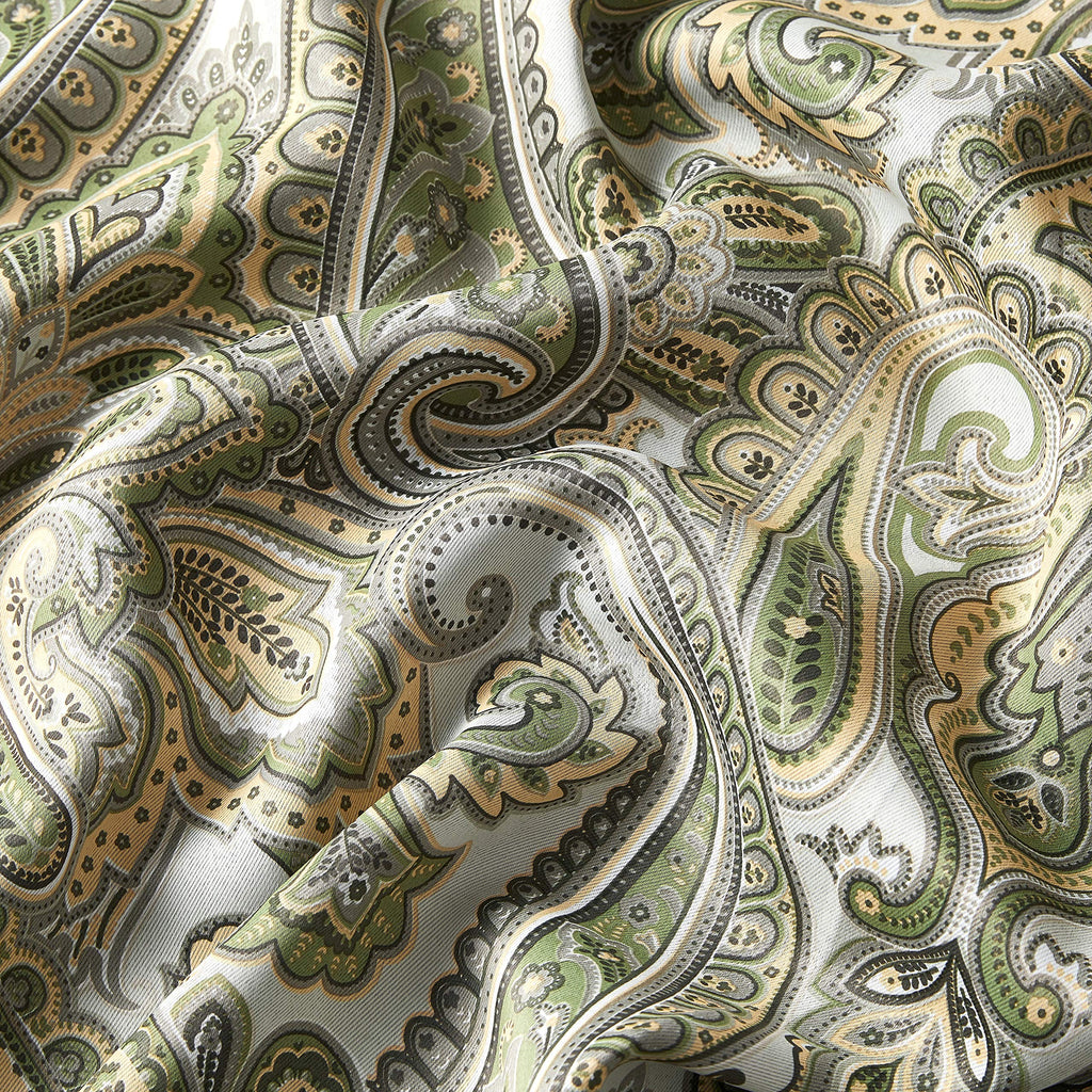 Paris Paisley Decorative Print Damask Pattern Light Reducing Grommet Window Curtain Panels - Set of 2 (50 x 72 Long