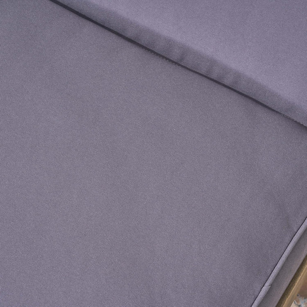 Outdoor Acacia Wood Chaise Lounge, Grey Finish/Dark Grey Cushion