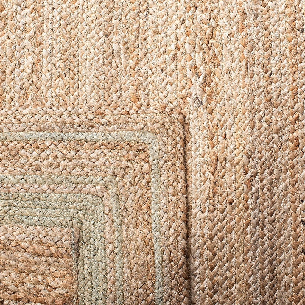 Natural Fiber Area Rug - 9' x 12', Green & Natural, Handmade Border Farmhouse Jute