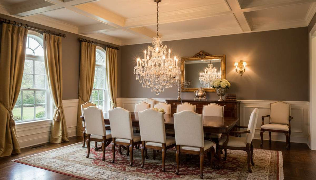 Maria Theresa Crystal Chandelier Lighting H30 X W28 - in Elegant Room Setting 2