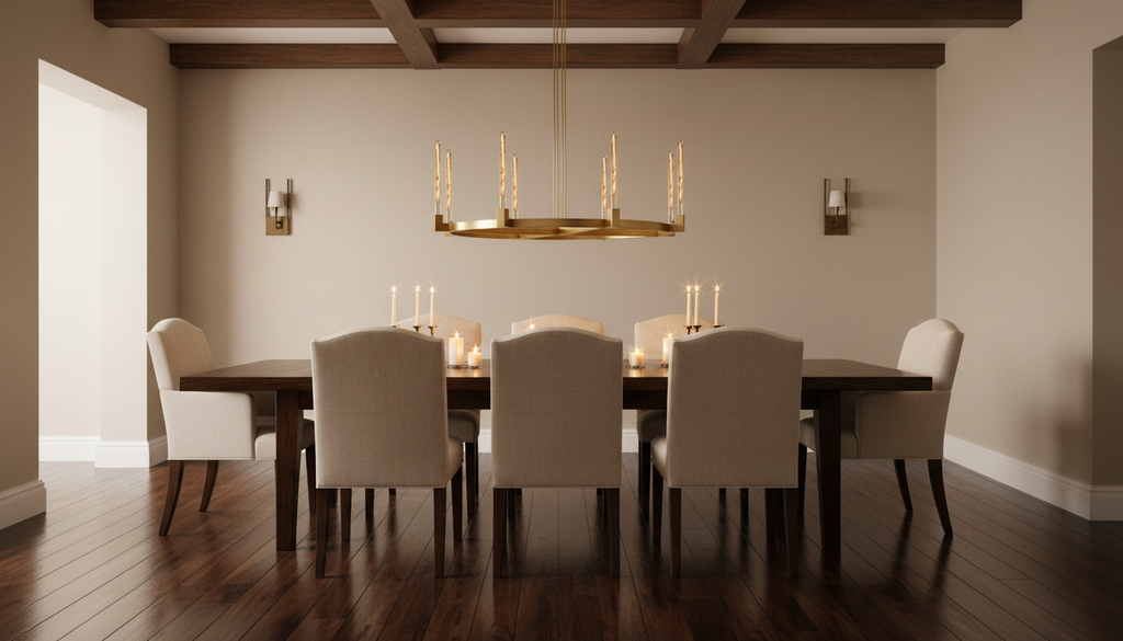 Cannele Round Chandelier 48 inch in Rustic Dining Room