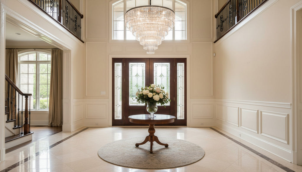 Odeon Crystal Glass Fringe 7-Tier Chandelier H33 in Grand Foyer