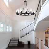 Barfleur 12-light Rustic Large Wagon Wheel Chandelier