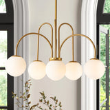 Bradrick 6-Light Modern White Glass Globe Chandelier