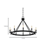 Calvin 10-Light Dimmable Wagon Wheel Chandelier