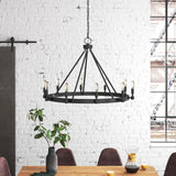 Calvin 10-Light Dimmable Wagon Wheel Chandelier