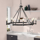 Calvin 10-Light Dimmable Wagon Wheel Chandelier