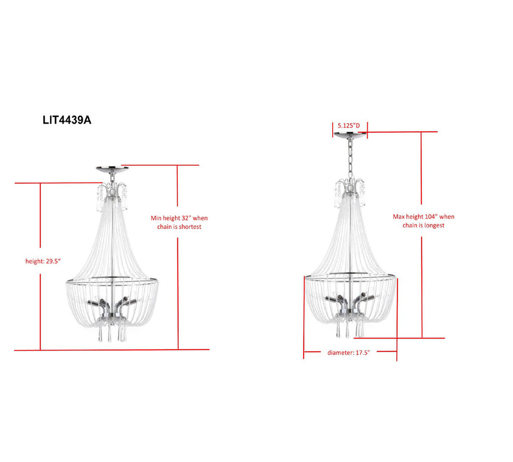 Claridge 4-Light Dimmable Empire Chandelier