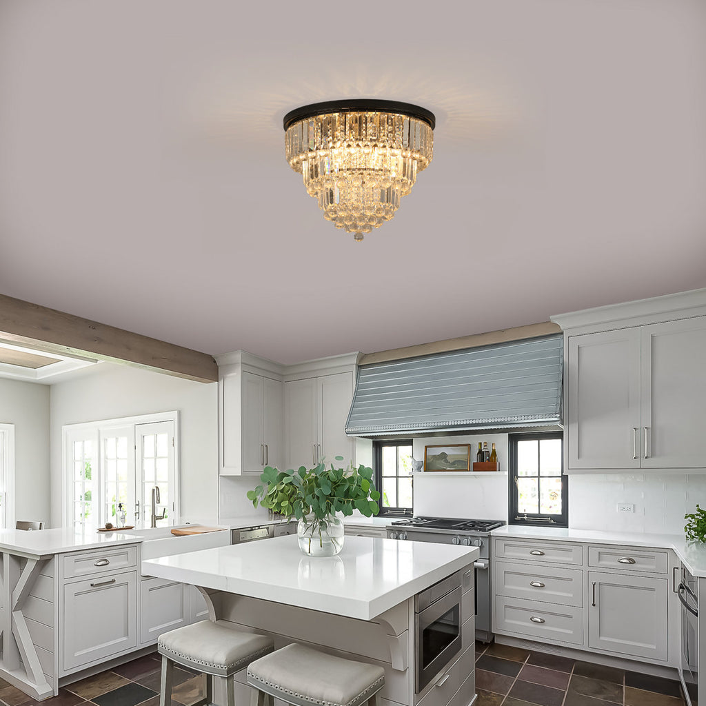 Derek Crystal Flush Mount Chandelier with 6 Lights (Bulb Not Included)