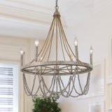 Dianthus 6-Light 25.6'' W Candle Style Beaded Modern Farmhouse Empire Dining Room Chandelier ETL Certified