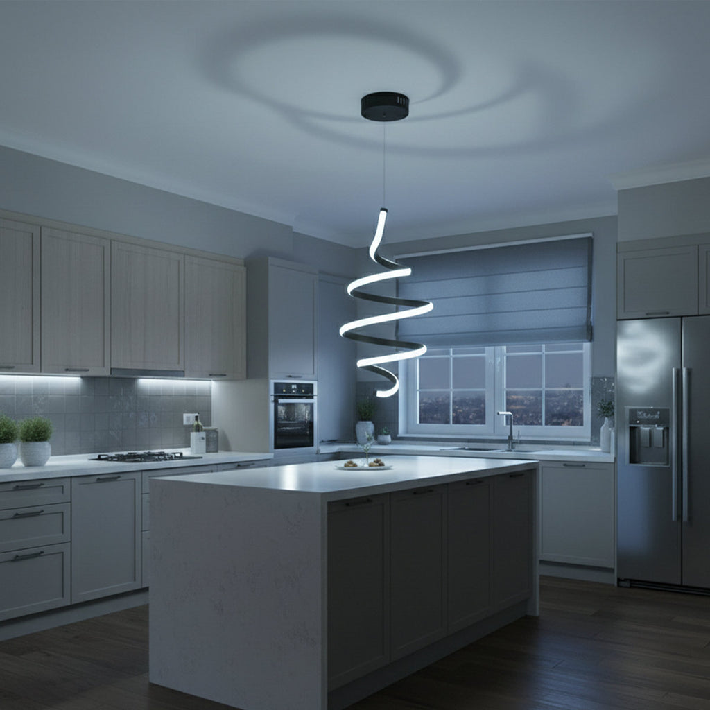 Elara 1-Light Unique Spiral Geometric LED Chandelier