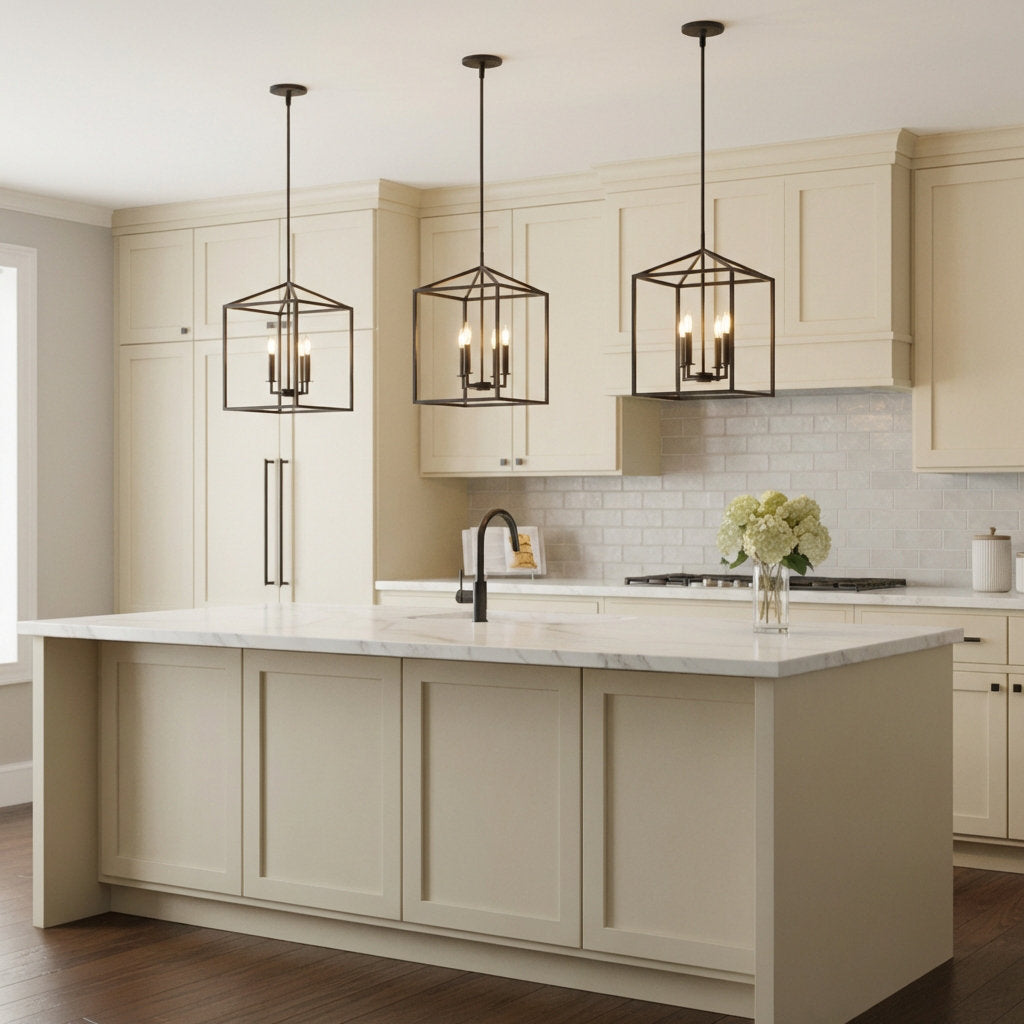 Ellis 4-Light Dimmable Lantern Square / Rectangle Chandelier