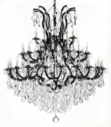 Large Foyer Maria Theresa Empress Crystal Chandelier Wrought Iron - Grand Entryway Lighting H60" W52" A83-3034/18+12+6