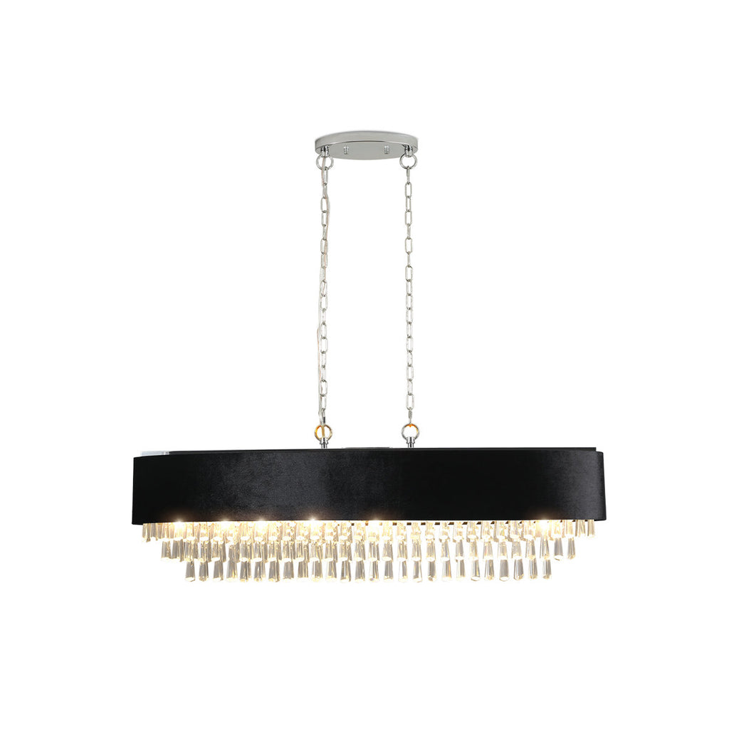 Garrett Crystal Chandelier with Imitation Velvet Shade & Adjustable Chain (Bulb Not Included)