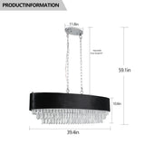 Garrett Crystal Chandelier with Imitation Velvet Shade & Adjustable Chain (Bulb Not Included)