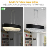 Garrett Crystal Chandelier with Imitation Velvet Shade & Adjustable Chain (Bulb Not Included)