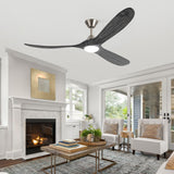 Inspired Maverick Style Gray Solid Wood 3 Blade Ceiling Fan With Light Dc Motor, Reversible, Remote Control 70 inch A101-W113890826-70