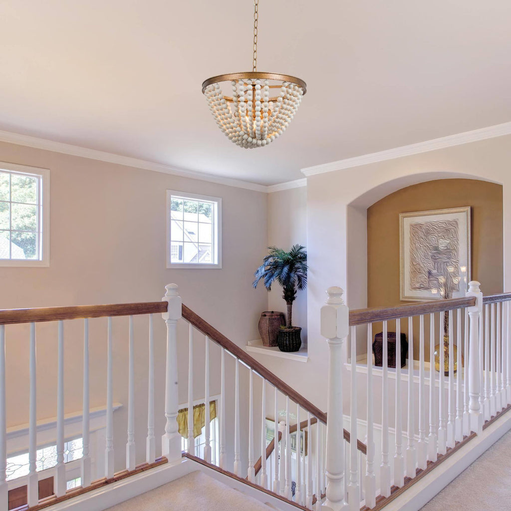 Hatfrneld 3-Light Chandelier with Wood Beaded