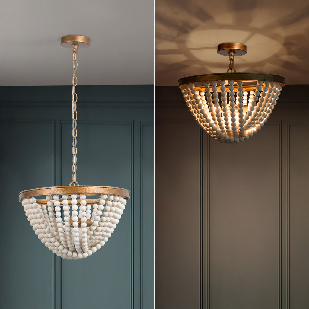 Hatfrneld 3-Light Chandelier with Wood Beaded