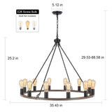 Hatsumi 12-Light Dimmable Wagon Wheel Chandelier