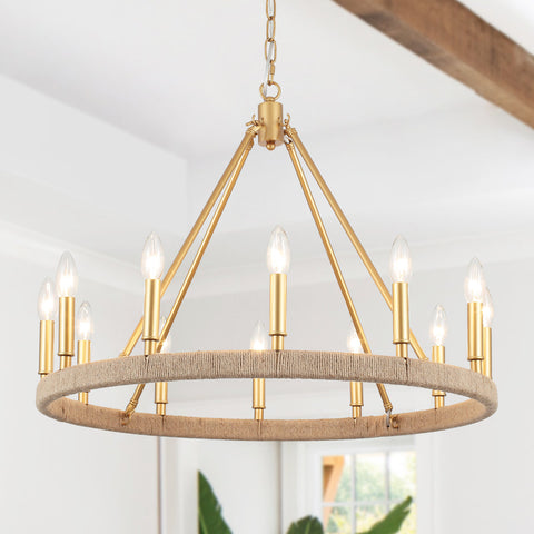 Hendon 12-Light Dimmable Kitchen Island Wagon Wheel Chandelier