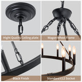 Jashlyn 12-Light Dimmable Wagon Wheel Chandelier