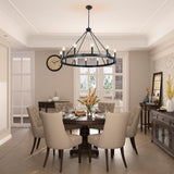 Jashlyn 12-Light Dimmable Wagon Wheel Chandelier
